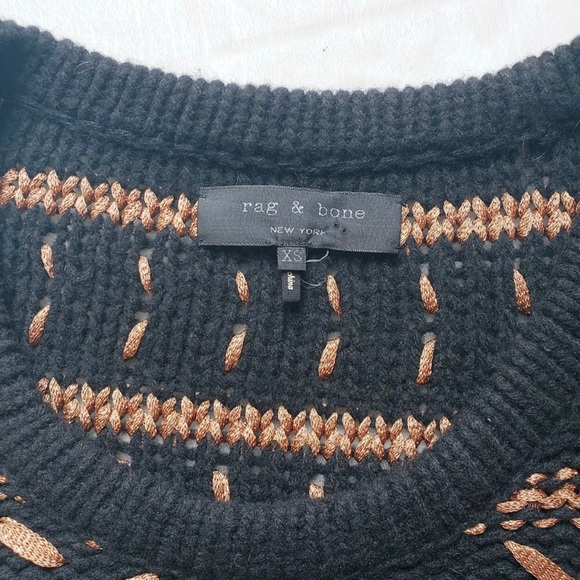 Rag & Bone Black and Gold Scoop Neck Sweater - Picture 7 of 8